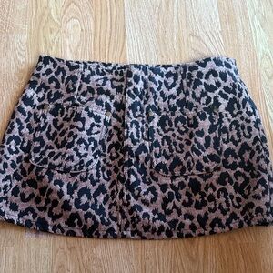Blue Blush Black and Tan Animal Print Mini Skirt